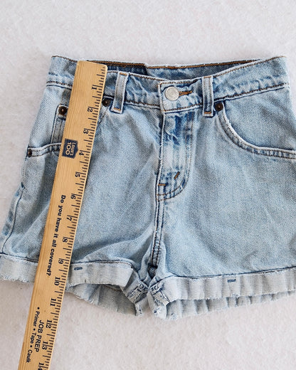 Vintage Levi’s Light Wash Denim Kids Shorts: 7y - Yellow Clover Vintage Kids Clothes