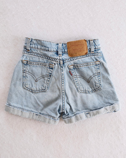 Vintage Levi’s Light Wash Denim Kids Shorts: 7y - Yellow Clover Vintage Kids Clothes