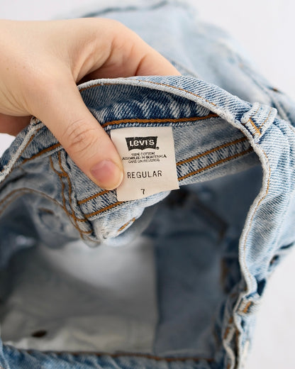 Vintage Levi’s Light Wash Denim Kids Shorts: 7y - Yellow Clover Vintage Kids Clothes