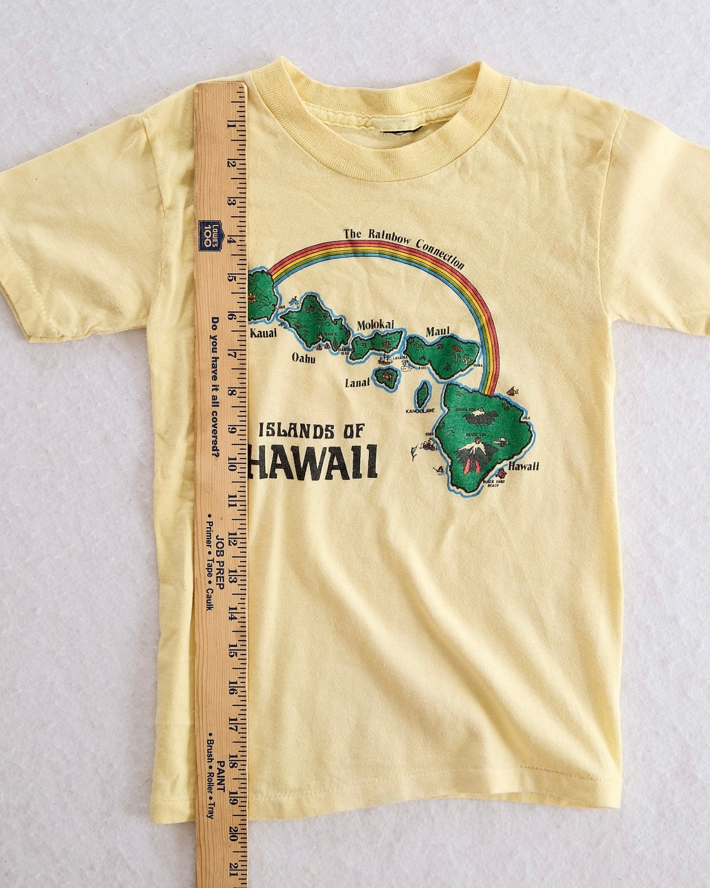 Vintage Hawaii Islands Yellow Kids Graphic T-Shirt: 7/8y?