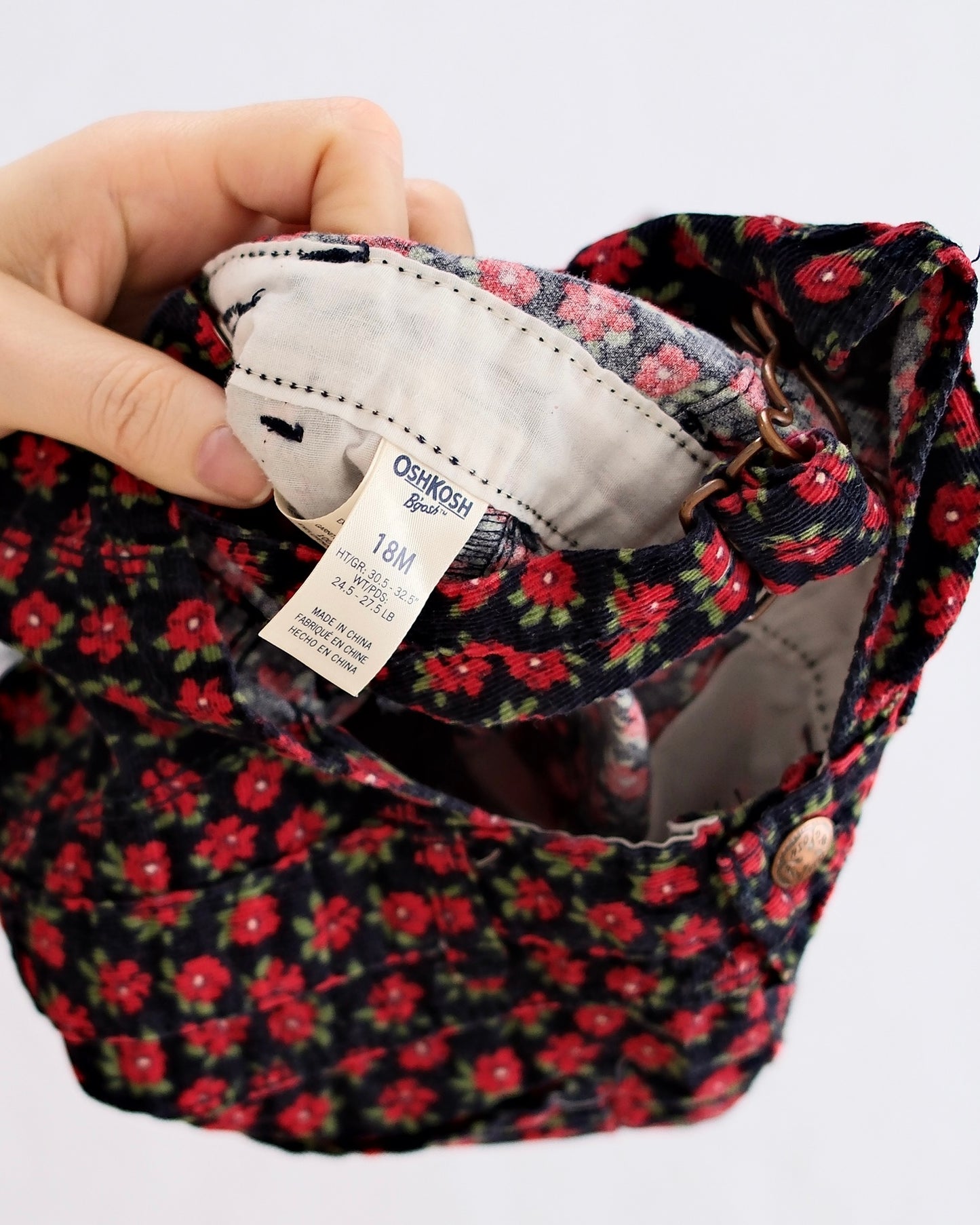 2010s OshKosh Floral Corduroy Baby Overalls: 18m