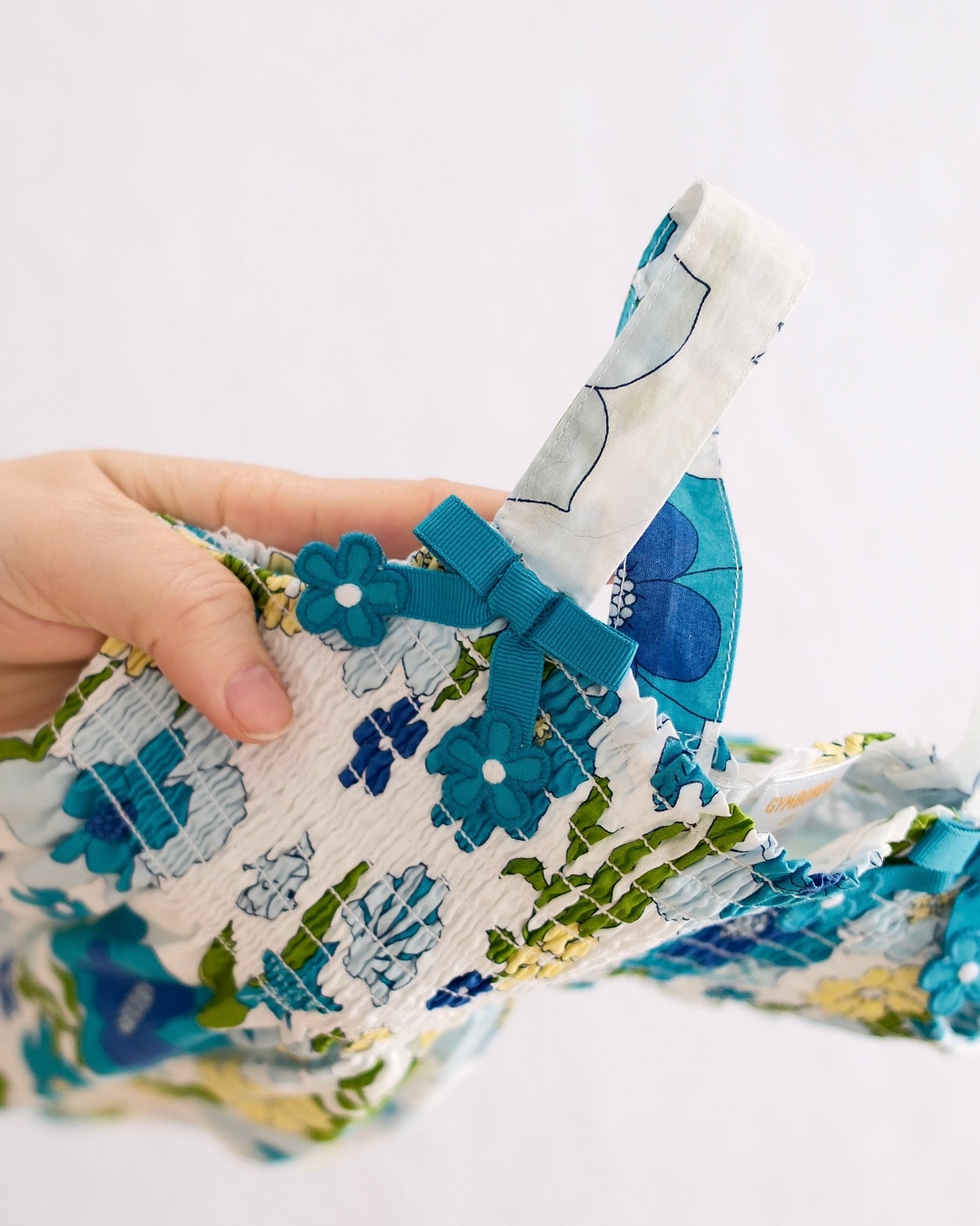 Y2K Gymboree Sea Splash Blue Ocean Floral Smocked Toddler Dress: 2T