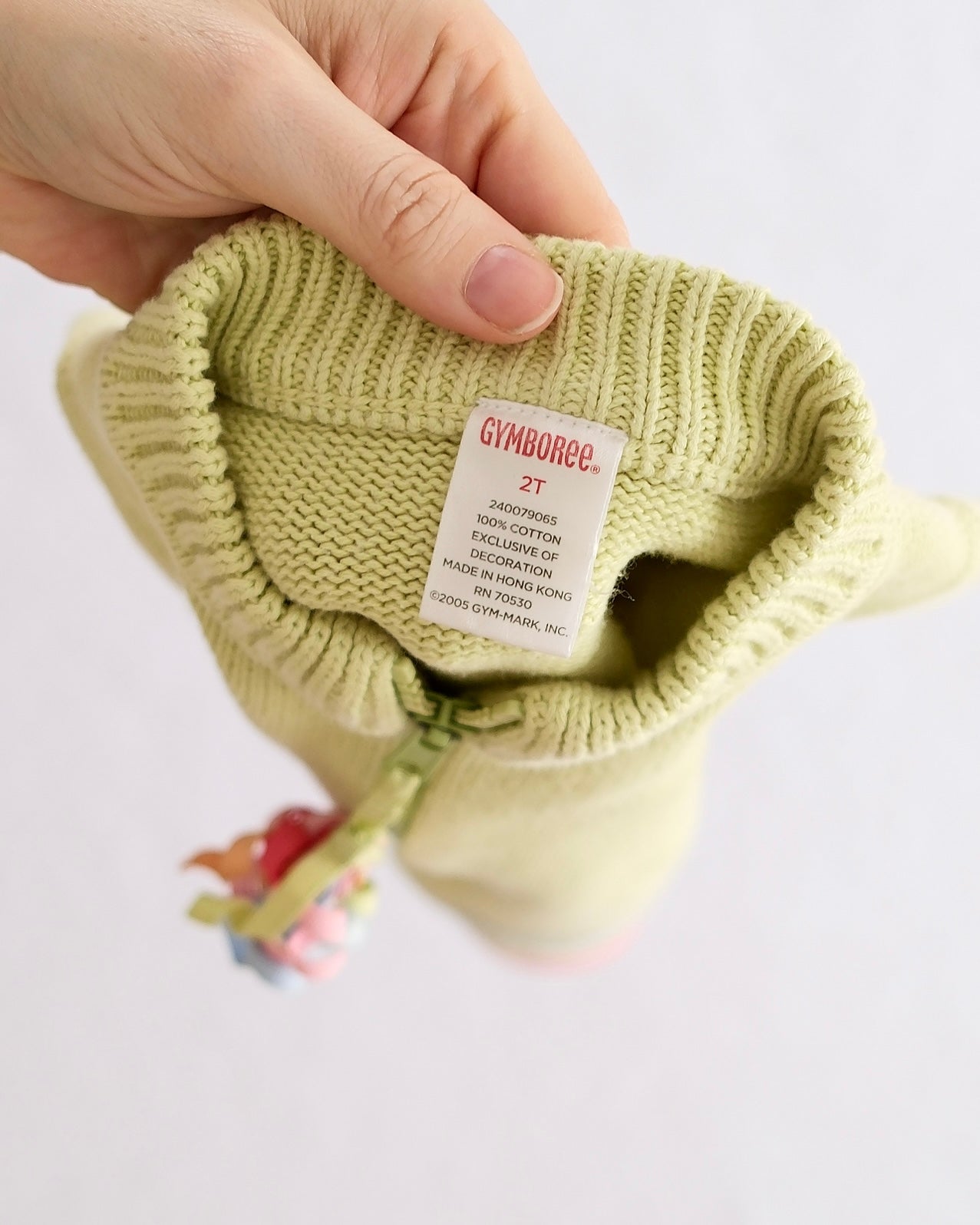 Vintage Gymboree Petite Fleur Green Zip-Up Knit Toddler Cardigan: 2T