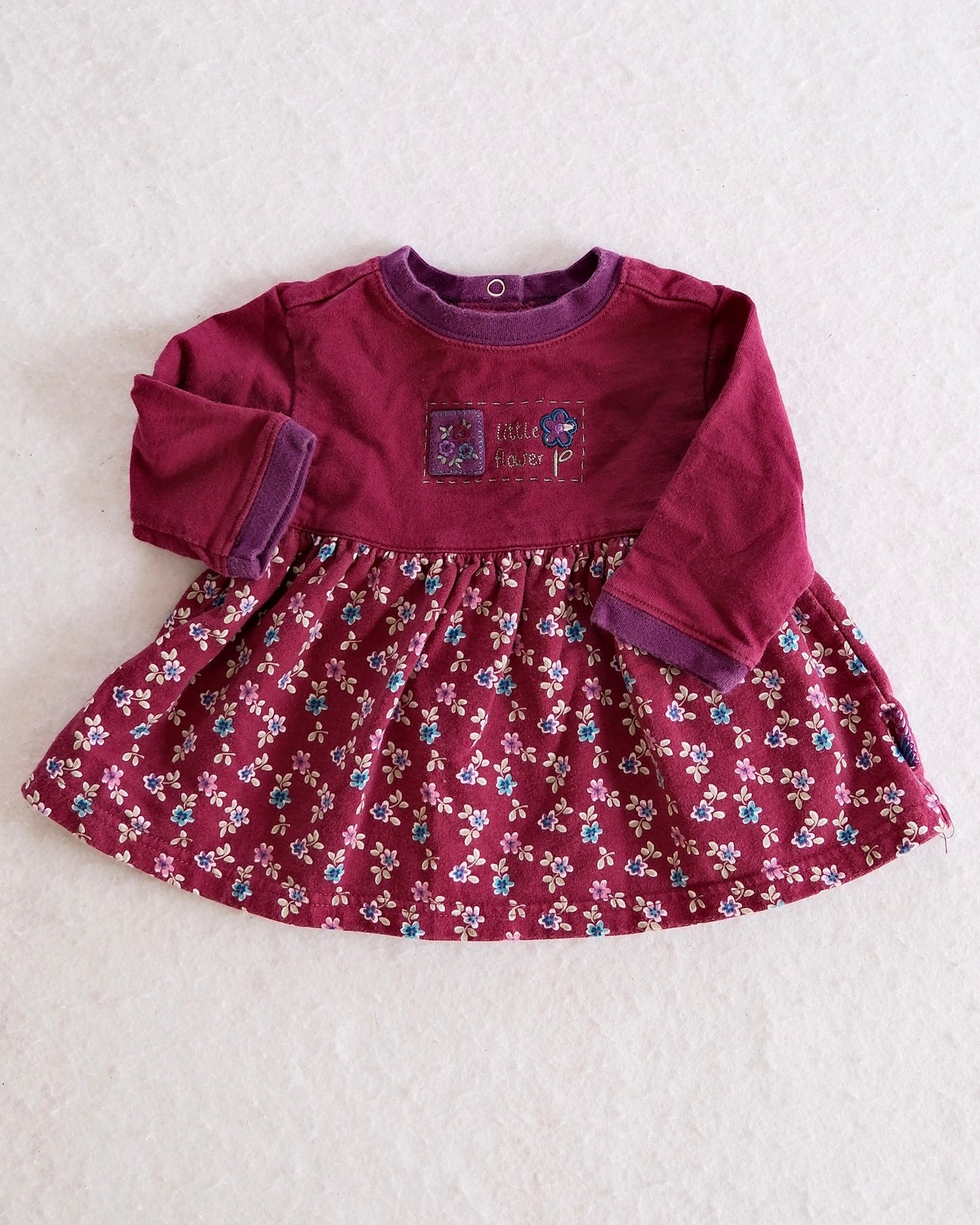 Vintage Gymboree Autumn Florals Burgundy Baby Dress: 3-6m