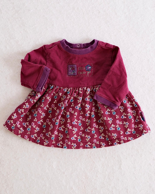Vintage Gymboree Autumn Florals Burgundy Baby Dress: 3-6m