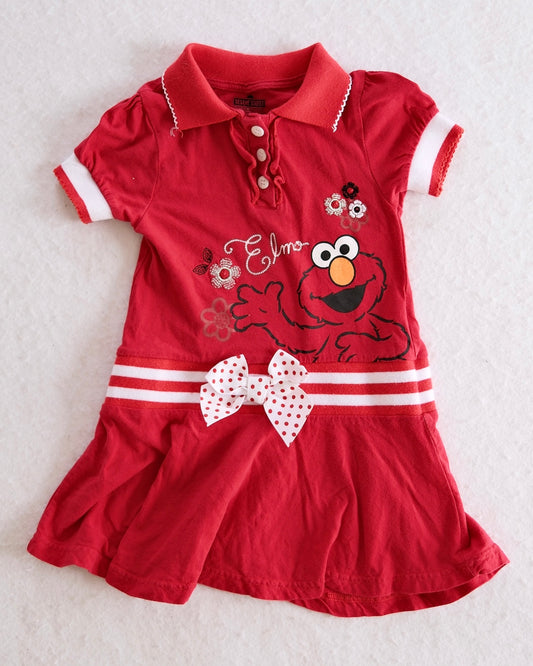 2010s Sesame Street Elmo Red Polo Toddler Dress: 3T