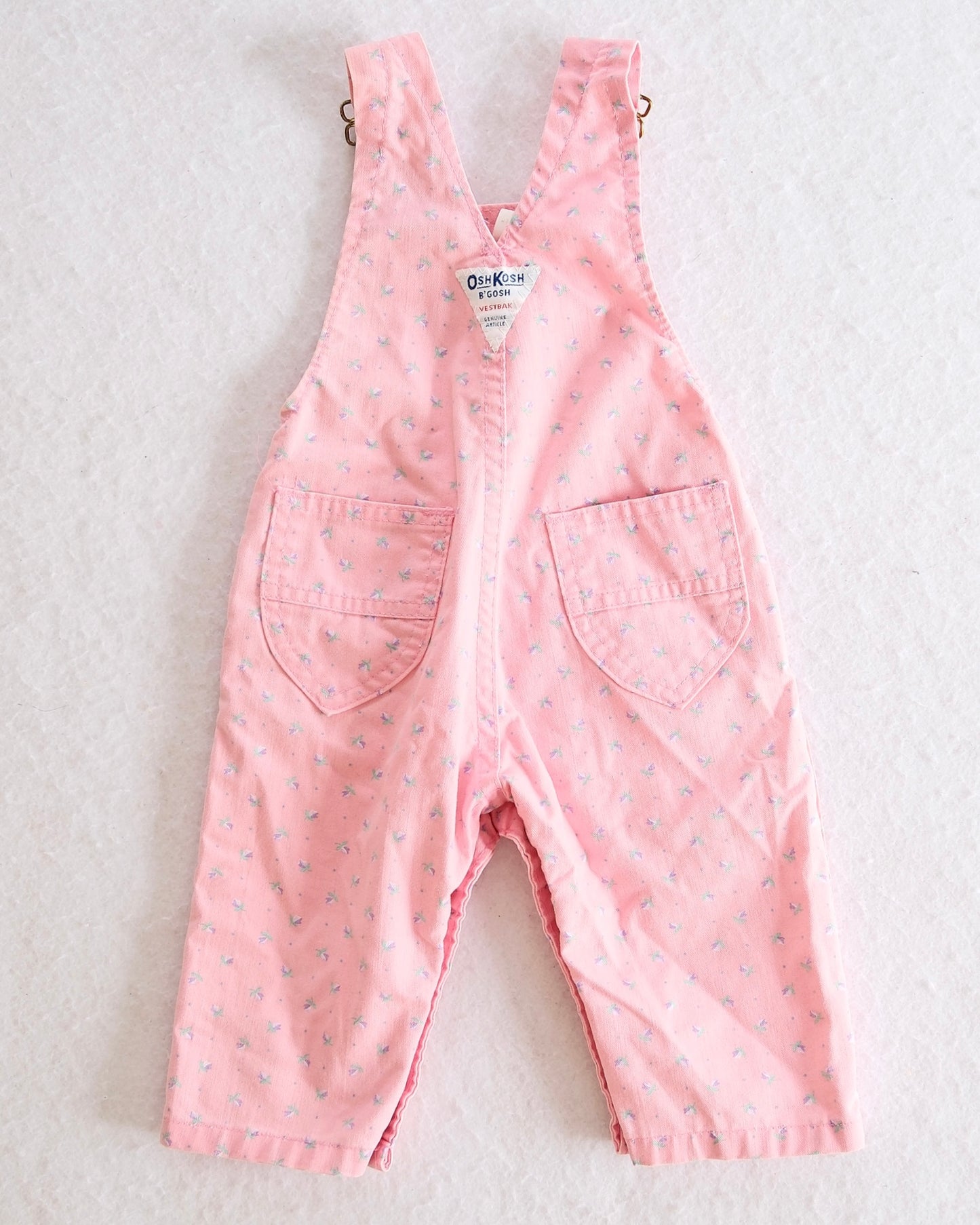 Vintage OshKosh B’Gosh Pink Floral Baby Overalls: 6/9m