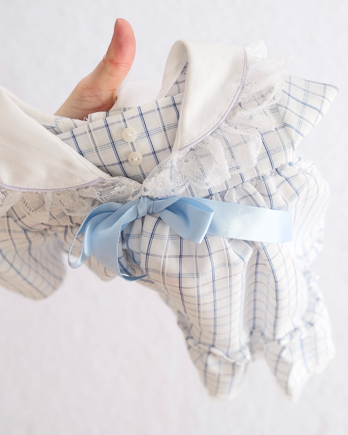 Vintage Haddad Brothers Blue Plaid Sailor Collar Toddler Dress: 24m