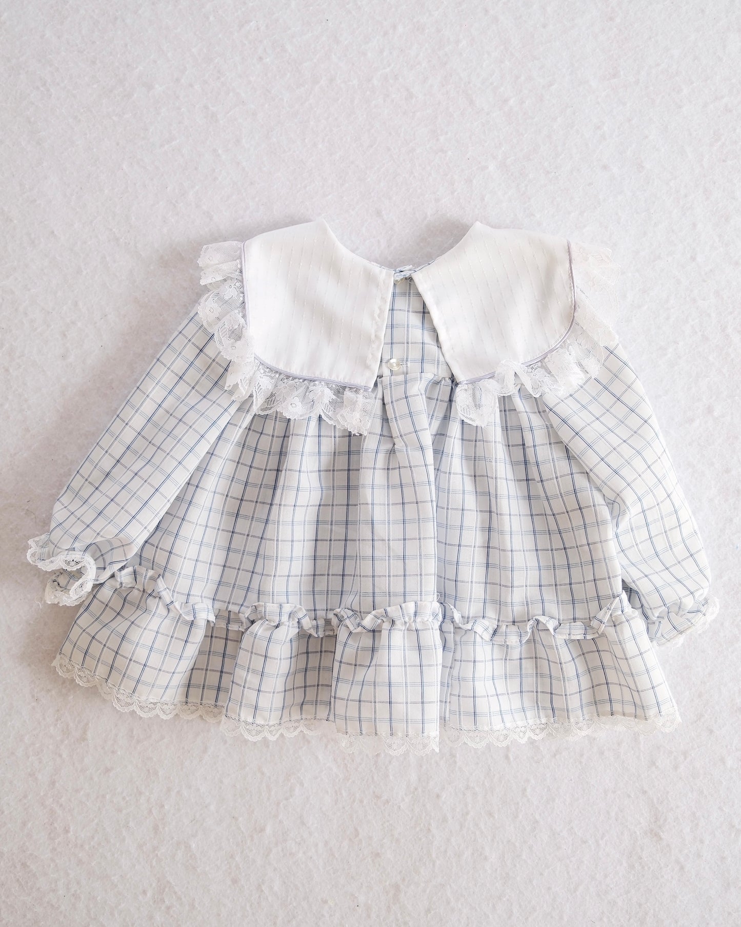 Vintage Haddad Brothers Blue Plaid Sailor Collar Toddler Dress: 24m