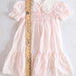Vintage Polly Flinders Pink Dot Smocked Girls Dress: 6