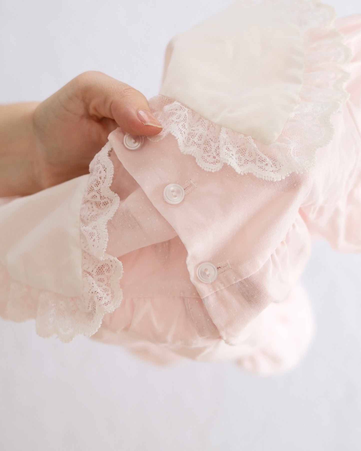 Vintage Polly Flinders Pink Dot Smocked Girls Dress: 6