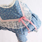 Vintage Bryan Blue Floral Lace Trim Toddler Dress: 24m