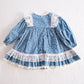Vintage Bryan Blue Floral Lace Trim Toddler Dress: 24m