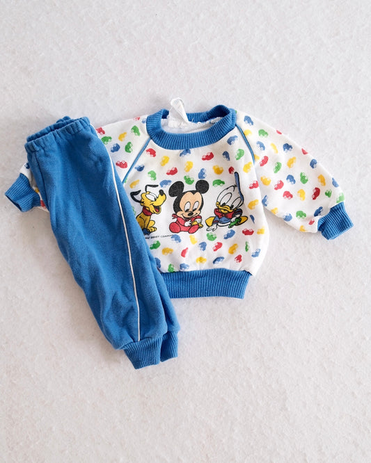 Vintage Disney Babies Mickey Donald Pluto Toddler Sweat Set: 6m