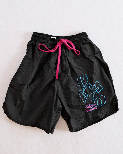 Vintage Umbro Black Nylon Soccer Shorts: Youth Medium - Yellow Clover Vintage Kids Clothes