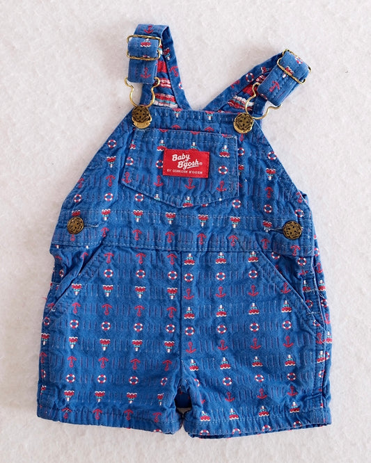 Vintage OshKosh B’gosh Blue Nautical Print Shortalls: 6m