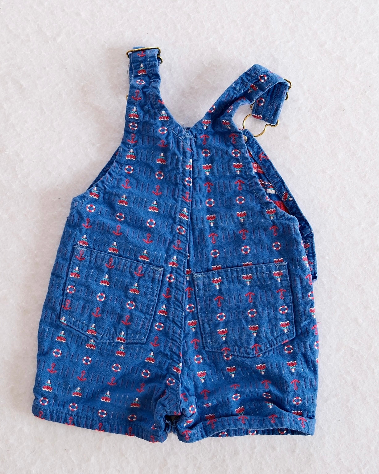 Vintage OshKosh B’gosh Blue Nautical Print Shortalls: 6m