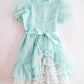 Vintage Mint Blue Ruffle Party Dress with Pearls: 8y