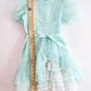 Vintage Mint Blue Ruffle Party Dress with Pearls: 8y