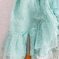 Vintage Mint Blue Ruffle Party Dress with Pearls: 8y