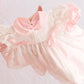 Vintage CI Castro Pink Eyelet Baby Dress Set with Bloomers: 6m