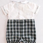 Heirloom Carriage Boutique Smocked Scottie Dog Baby Romper with Plaid Shorts: 12m