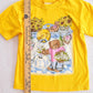 Vintage Yellow Teddy Bear Floral Kitchen Scene Kids T-Shirt: 7/8