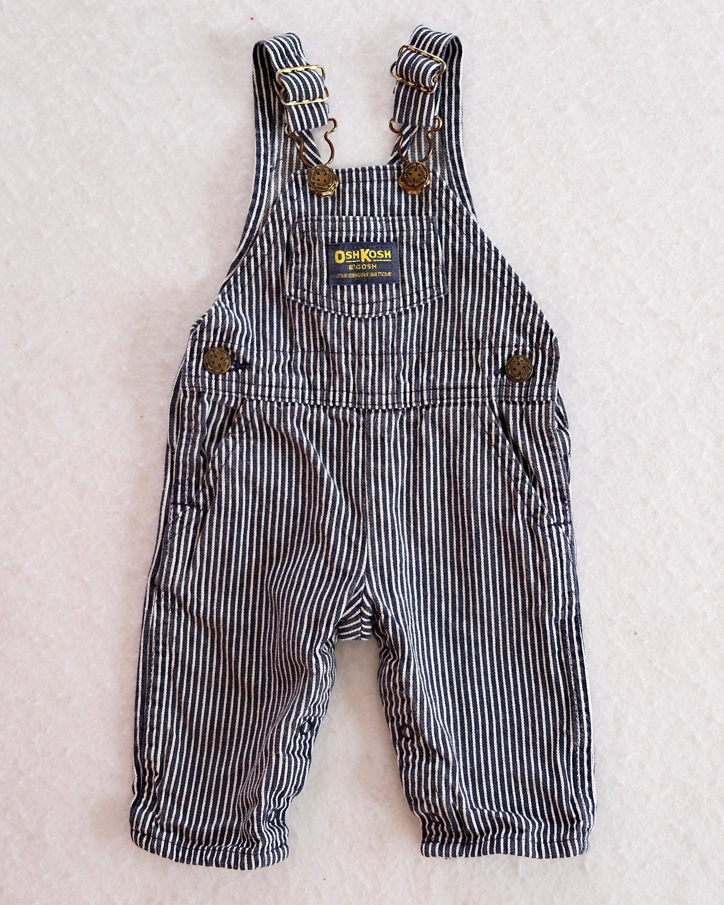 Vintage OshKosh B’gosh Navy & White Stripe Overalls: 3/6m