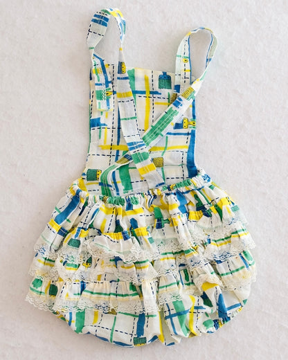 Vintage Lily Kids Baby Paintbrush Print Lace Ruffle Bum Sunsuit: 18m