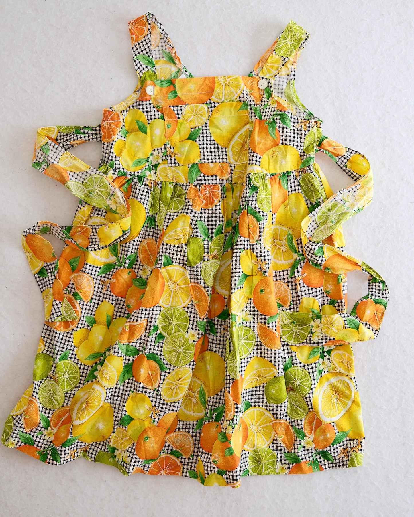 Vintage Sostanza Kids Citrus Print Bee Dress: 10y