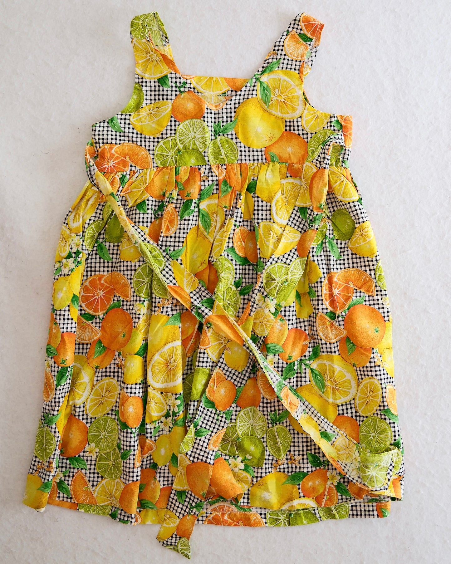Vintage Sostanza Kids Citrus Print Bee Dress: 10y
