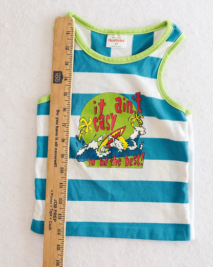 Vintage Healthtex Teal Stripe Toddler Surf Graphic Tank: 3T