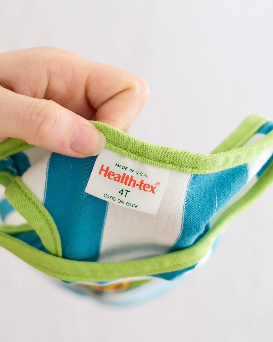 Vintage Healthtex Teal Stripe Toddler Surf Graphic Tank: 3T