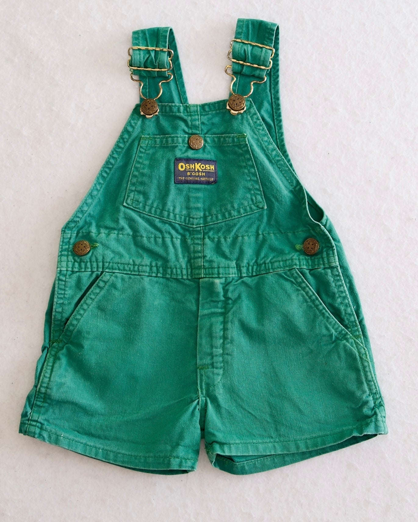 Vintage 80s OshKosh B'Gosh Toddler Green Shortalls: 2T/18m fit
