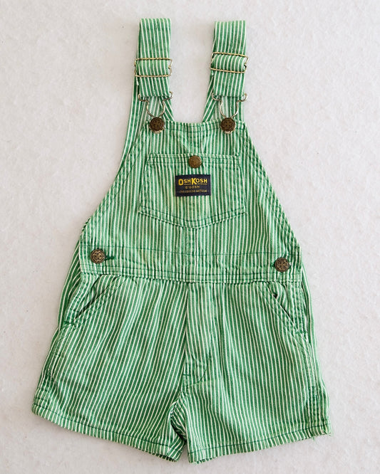 Vintage OshKosh B'Gosh Toddler Green Stripe Shortalls: Size 3T