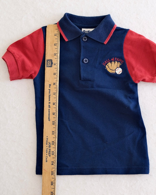 Vintage OshKosh B'Gosh Toddler Baseball Polo Shirt: Size 2T/fit 4T