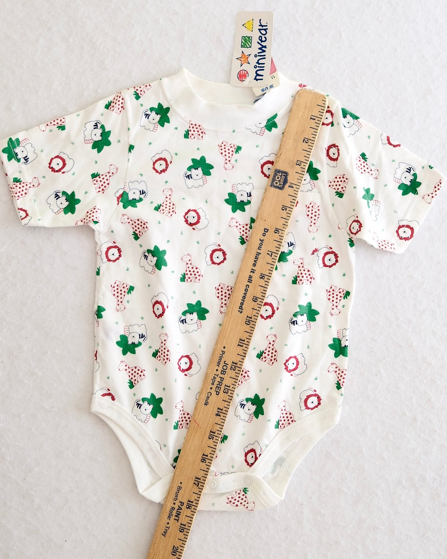 Vintage Miniwear Baby Safari Animal Bodysuit: Size 24 Months