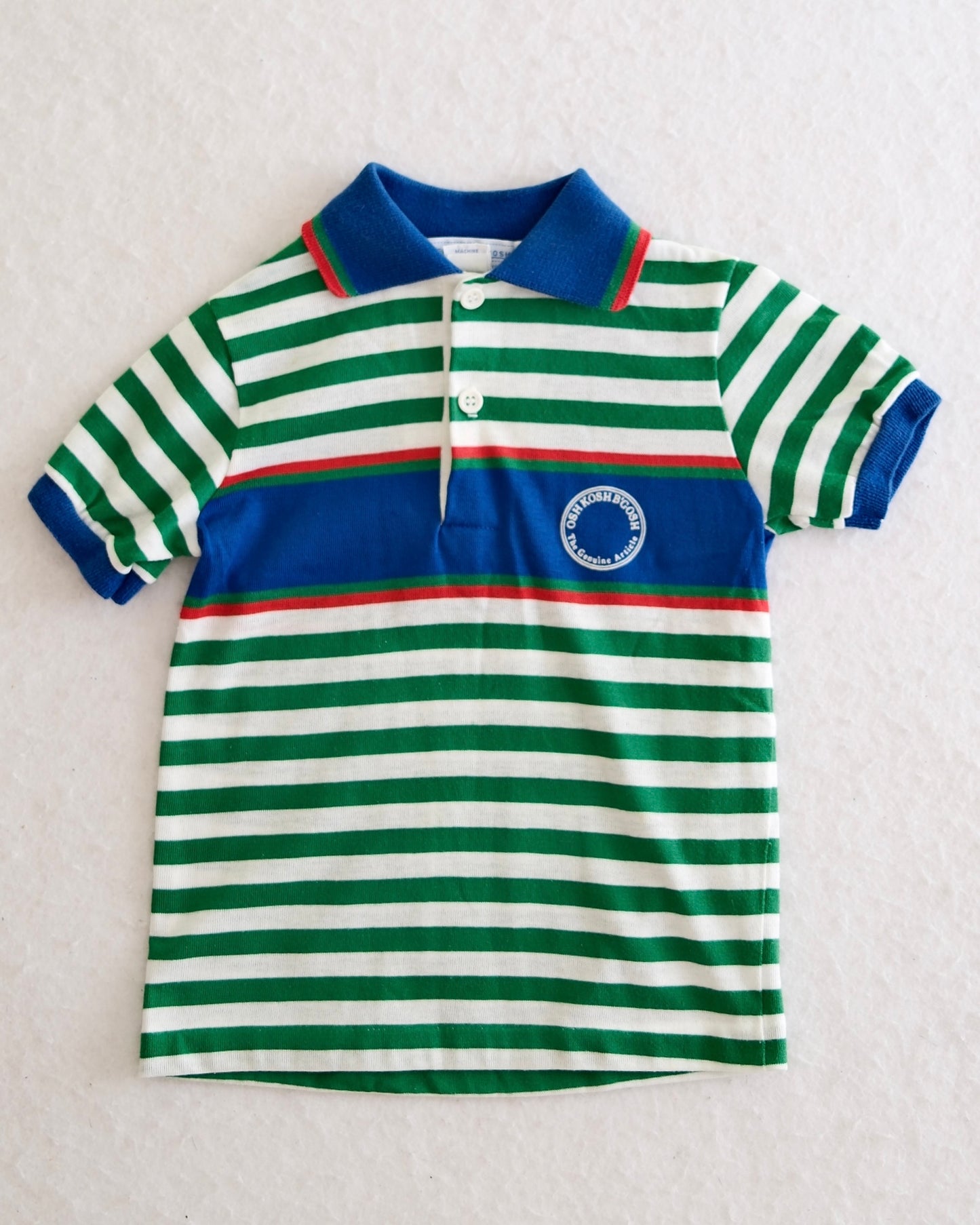 Vintage OshKosh B'Gosh Kids Blue and Green Stripe Polo: Size 5