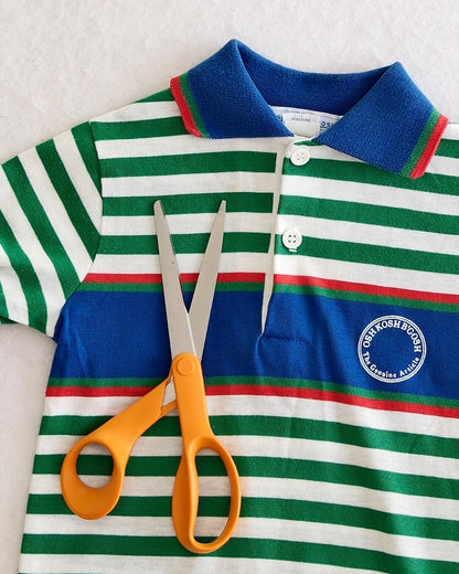Vintage OshKosh B'Gosh Kids Blue and Green Stripe Polo: Size 5