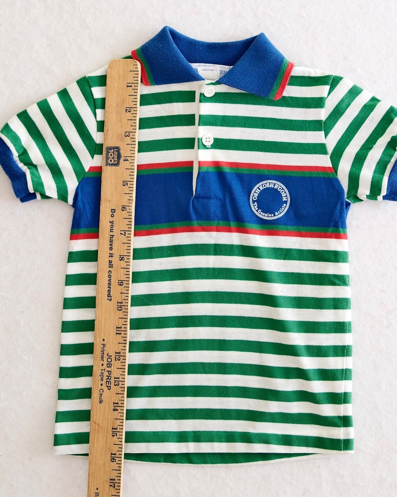 Vintage OshKosh B'Gosh Kids Blue and Green Stripe Polo: Size 5
