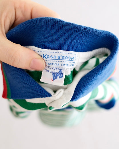 Vintage OshKosh B'Gosh Kids Blue and Green Stripe Polo: Size 5