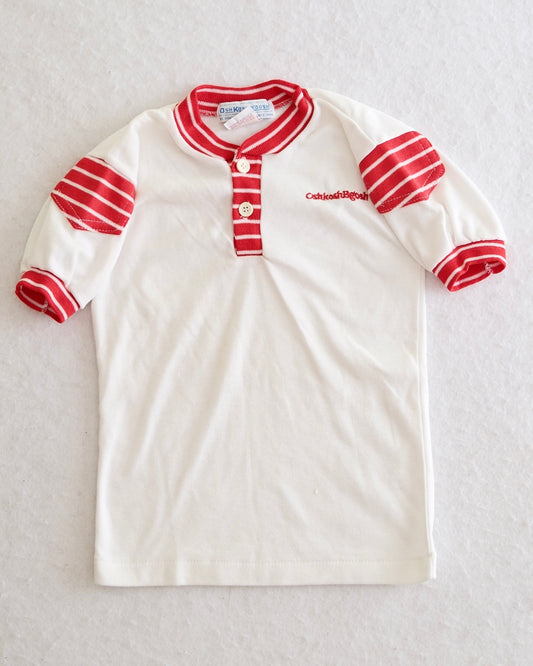 Vintage OshKosh B'Gosh Kids White and Red Stripe Henley Shirt: Size 5