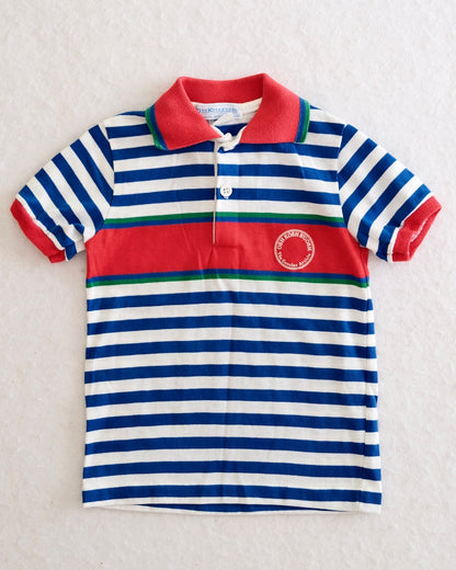 Vintage OshKosh B'Gosh Kids Blue and Red Stripe Polo: Size 5/4T fit