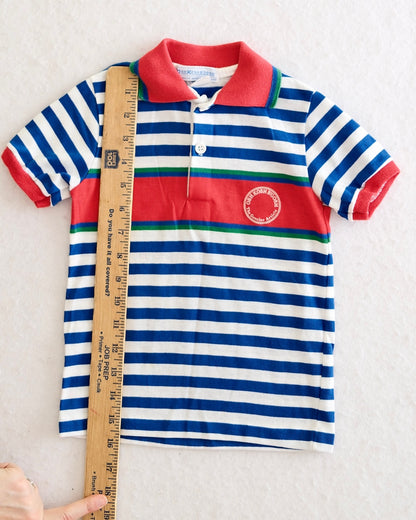 Vintage OshKosh B'Gosh Kids Blue and Red Stripe Polo: Size 5/4T fit