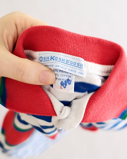 Vintage OshKosh B'Gosh Kids Blue and Red Stripe Polo: Size 5/4T fit