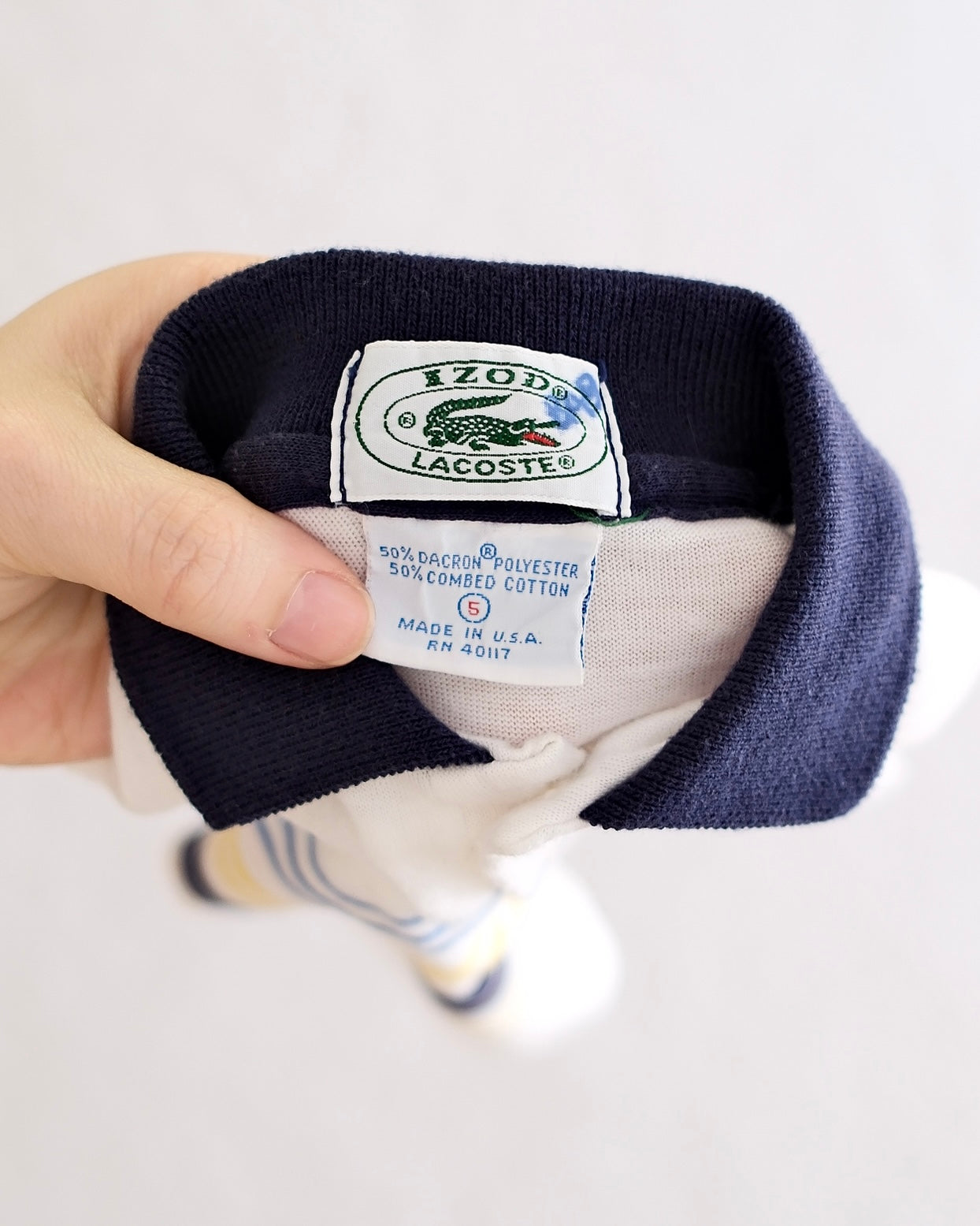 Vintage Izod Lacoste Kids White Stripe Polo: Size 5