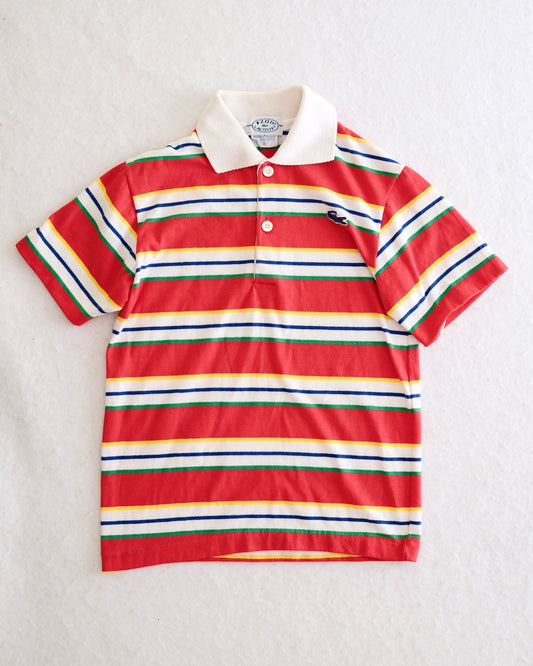 Vintage Izod Lacoste Kids Red Multicolor Stripe Polo Bundle: 12y/8y fit