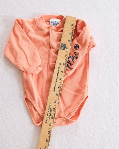 Vintage OshKosh Baby B'gosh Embroidered Basketball Boy Henley Bodysuit: 6m - Yellow Clover Vintage Kids Clothes