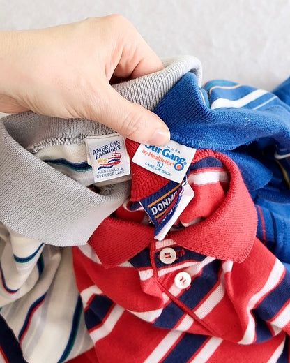 Vintage Kids Striped Polo Shirt Bundle: Size 10/12