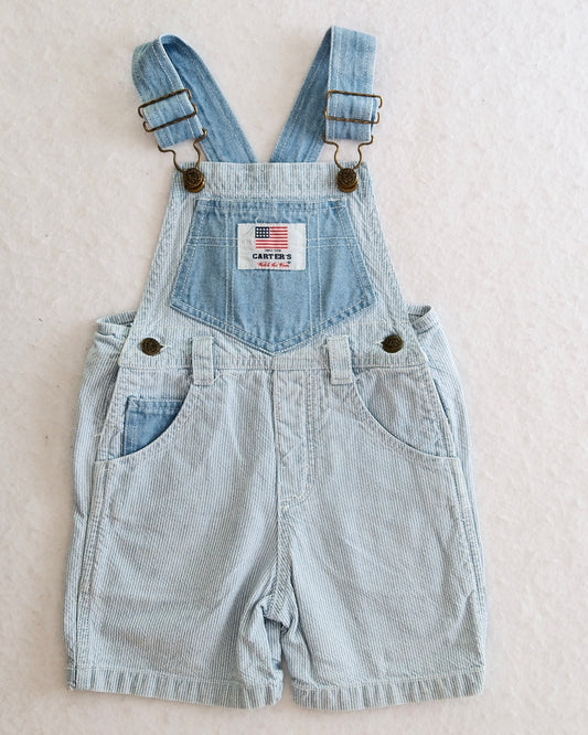 Vintage Carter's Baby Hickory Stripe Short Overalls: Size 3T
